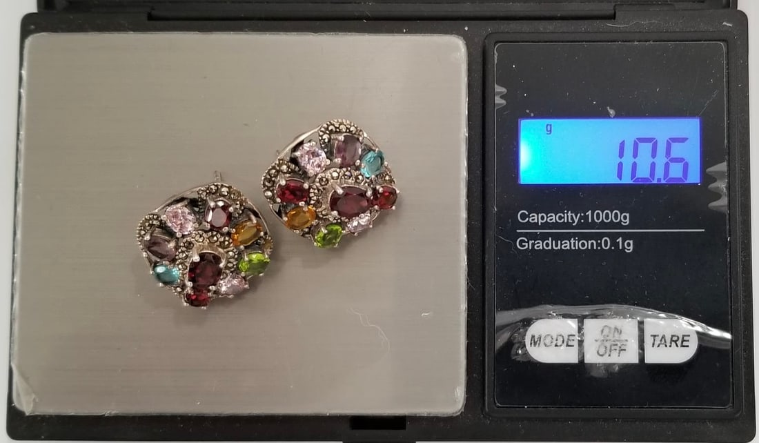 Amazing 925 Sterling Silver Multigem Earrings - 4