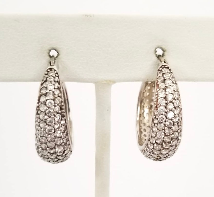 Amazing CWE NF 925 Sterling Silver Hoop Earrings: Nice CWE NF 925 sterling silver hoop earrings, 7/8 inches round, 7.8 grams