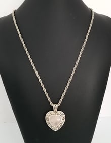 Amazing Italy 925 Sterling Quartz Heart Pendant Necklace