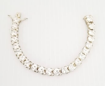 Amazing 925 Sterling Faceted Clear Zirconia Hearts Bracelet