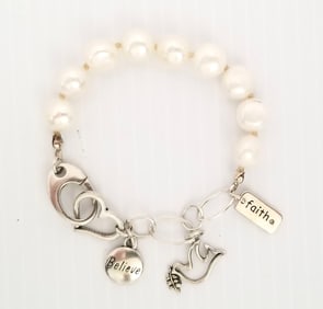 Amazing 925 Sterling Fresh Water Pearl Charm Bracelet