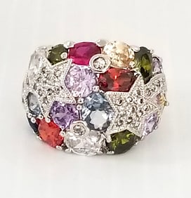 Amazing 925 Sterling Silver Multi Gemstone Ring