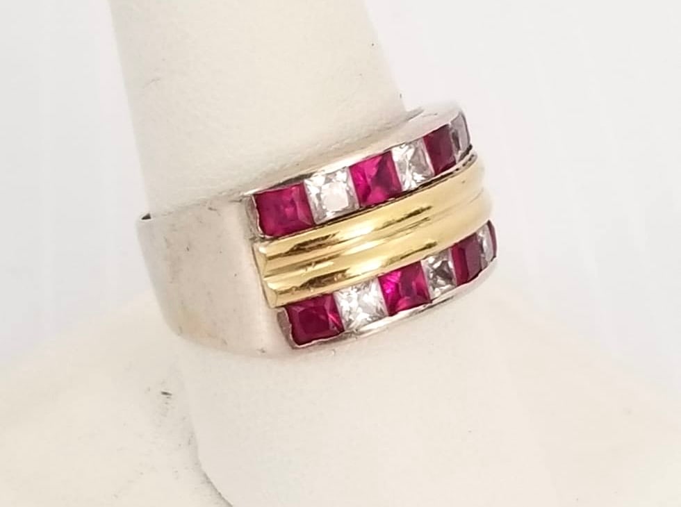 Amazing Sterling Silver Gold Gemstone Ring - 2