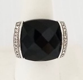 Amazing Hi Double Faceted Black Onyx Ring