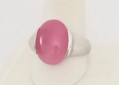Amazing E 925 Sterling Silver Pink Stone Ring