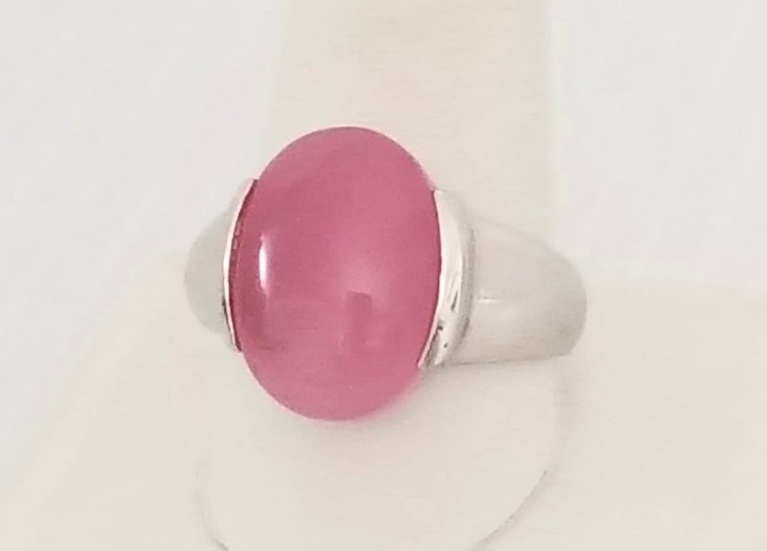 Amazing E 925 Sterling Silver Pink Stone Ring (1 of 4)