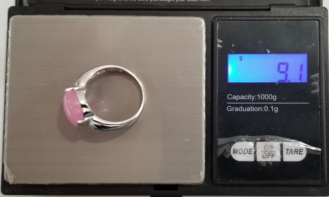 Amazing E 925 Sterling Silver Pink Stone Ring - 4