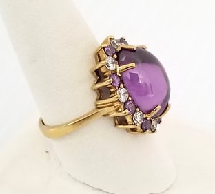 Amazing HC 925 Sterling Gold Filled Cabochon Ring