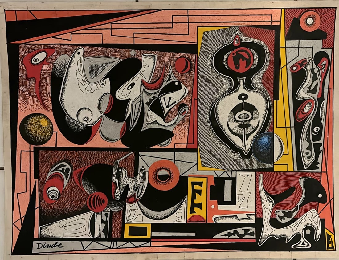 Amazing Rolando Dirube Oil Board: Beautiful Rolando Dirube oil on board, art: 26 1/4 x 20.6 inches. Provenance: private owner. Biography: 1928 - 1997, born in Havana, Cuba. All authorship of items in this catalog are described accordi