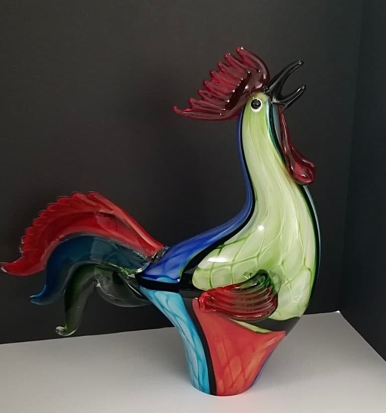 Amazing Murano Style Rooster Art Glass (1 of 4)