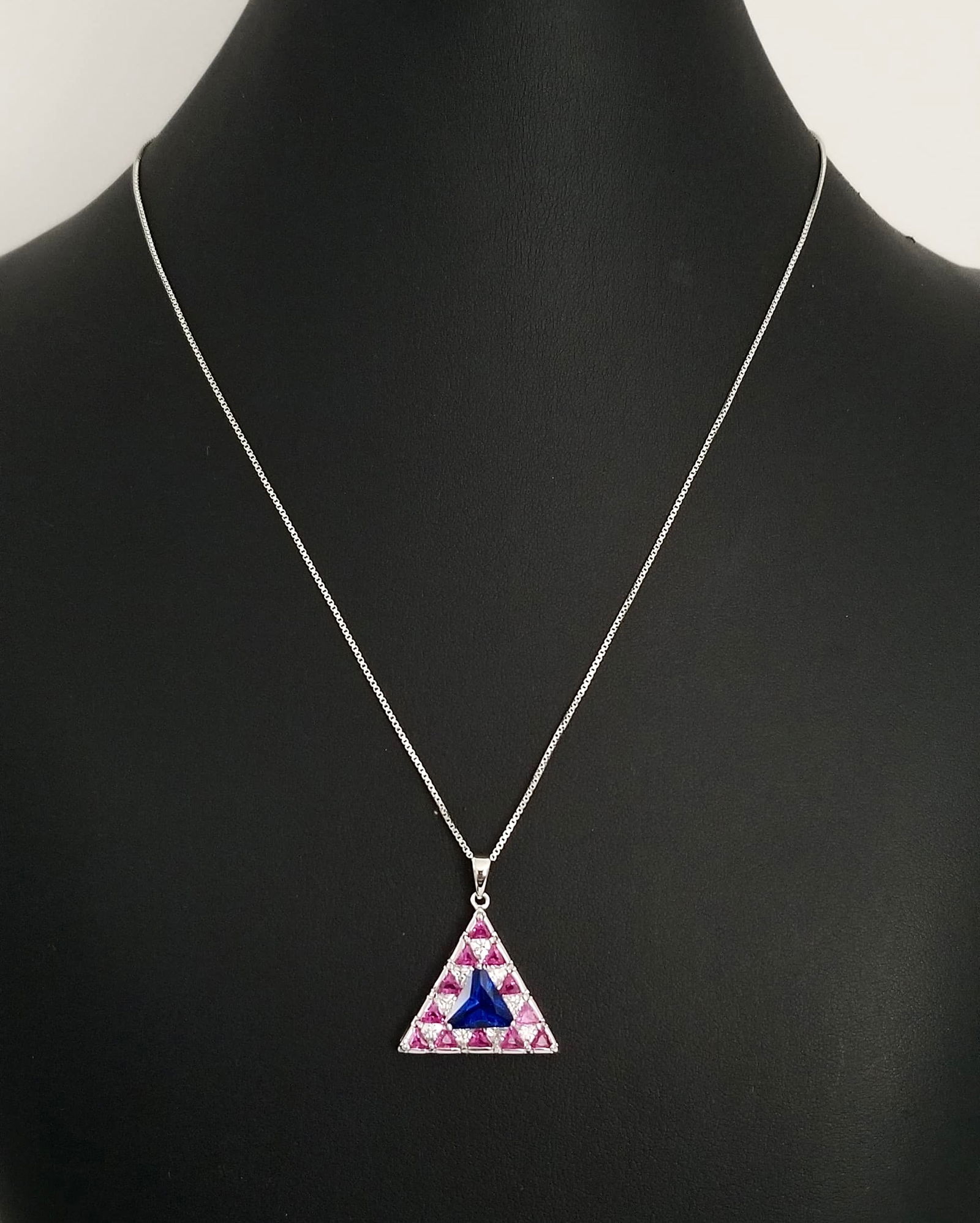 Amazing Italy 925 Sterling Multicolor ZC Pendant Necklace: Beautiful Italy 925 sterling silver multicolor Zirconia pendant necklace, 17 inches x 1 mm, pendant 1 1/8 x 1 inches, 6.0 grams.