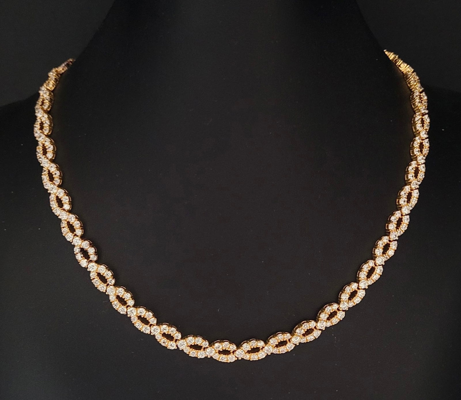 Amazing PJM 925 Sterling Gold Tone ZC Chocker Necklace: Beautiful PJM 925 sterling silver gold tone Zirconia chocker necklace, 18 inches x 7 mm, 44.1 grams