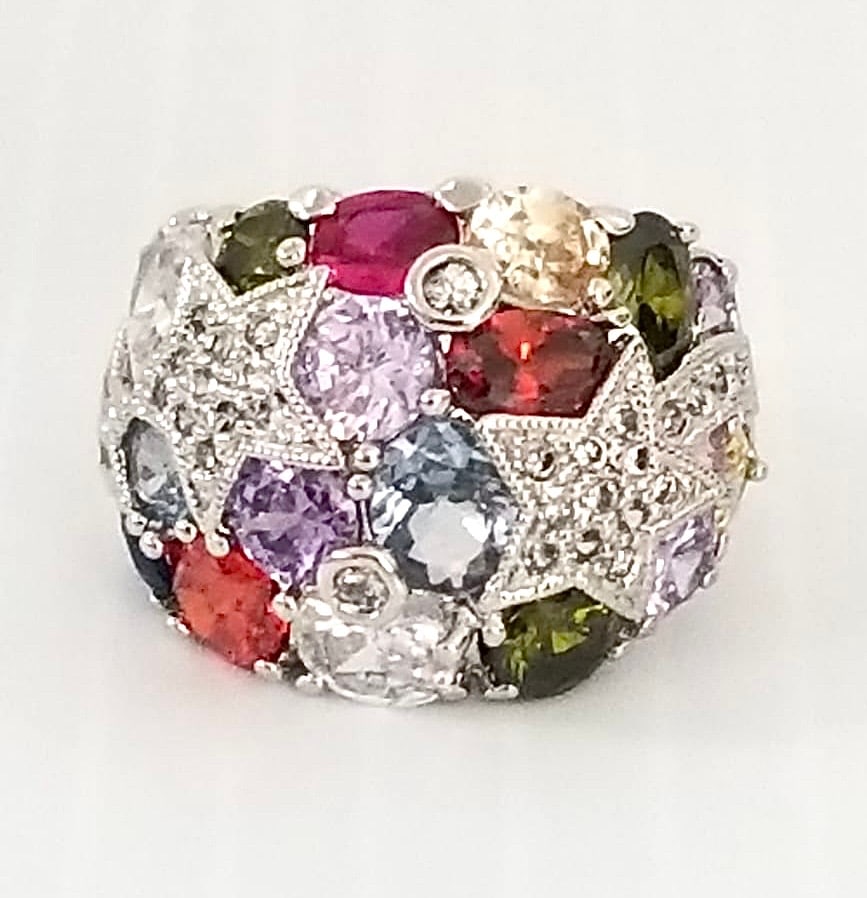 Amazing 925 Sterling Silver Multi Gemstone Ring (1 of 4)