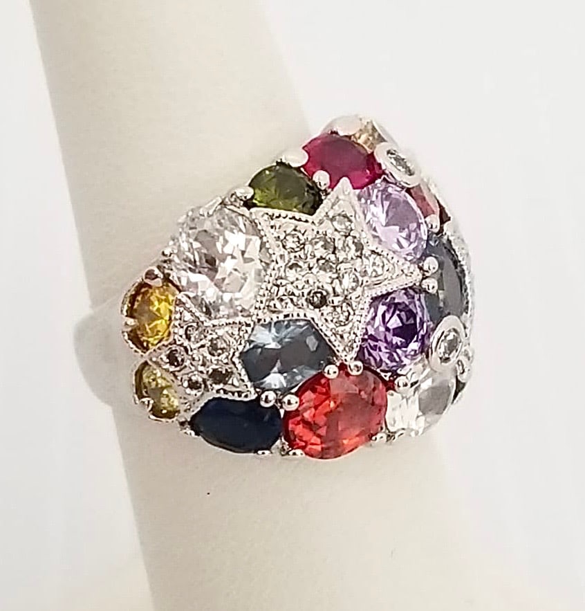 Amazing 925 Sterling Silver Multi Gemstone Ring - 2