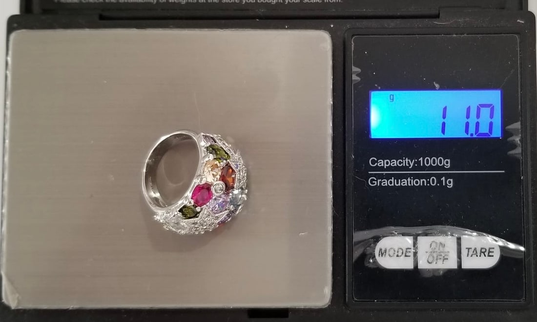 Amazing 925 Sterling Silver Multi Gemstone Ring - 4