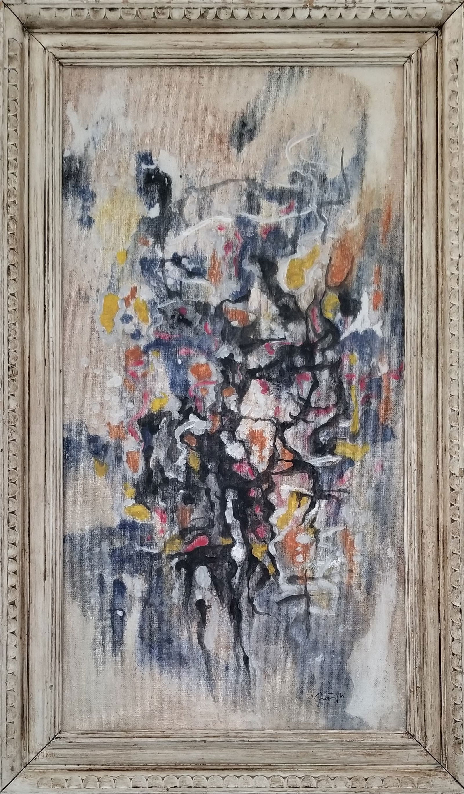 Amazing Abidin Dino Oil Panel: Attributed to Abidin Dino, it does not have a COA. Medium: oil panel. Frame: 42 x 25 inches, art: 36 x 19 inches. Provenance: private owner. Biography: 1913 - 1993. Abidin Dino was born on March 23, 1