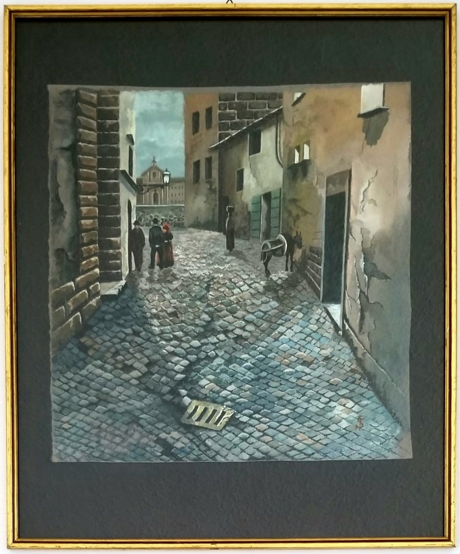 Amazing Telemaco Signorini Watercolor Paper: Beautiful Telemaco Signorini watercolor paper. Beautiful and excellent details. Frame: 19 x 16 inches, art: 13 x 12 inches. Provenance: private owner. Biography: 1835 - 1901. Born into a wealthy famil
