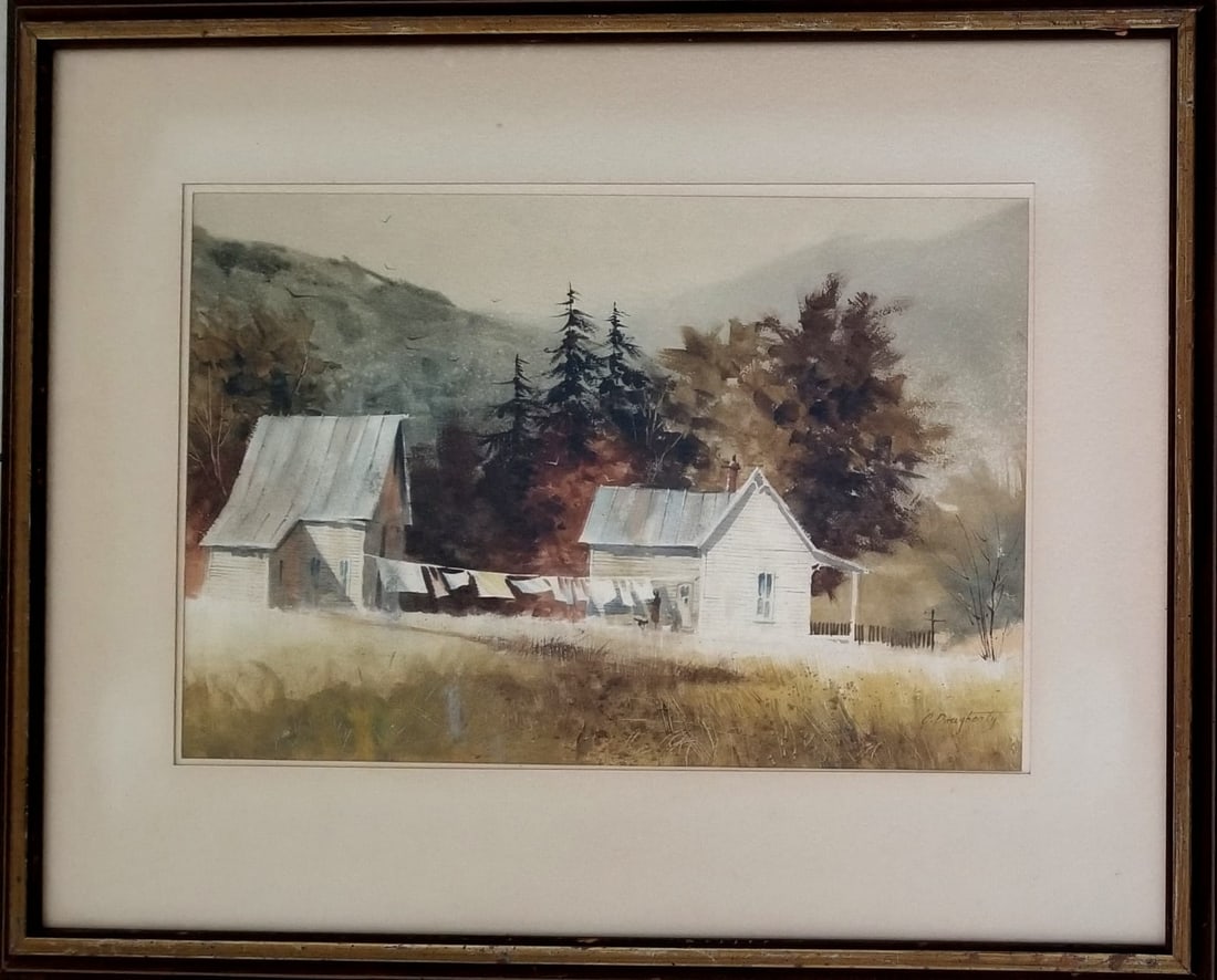 Amazing Charles Doughty Mixed Media Paper: Beautiful Charles Doughty mixed media paper. Frame 30 x 24 inches, art: 21 x 15 inches. Provenance: private owner. Biography: Born 1878. Doughty began painting in his middle years and was active in Ca