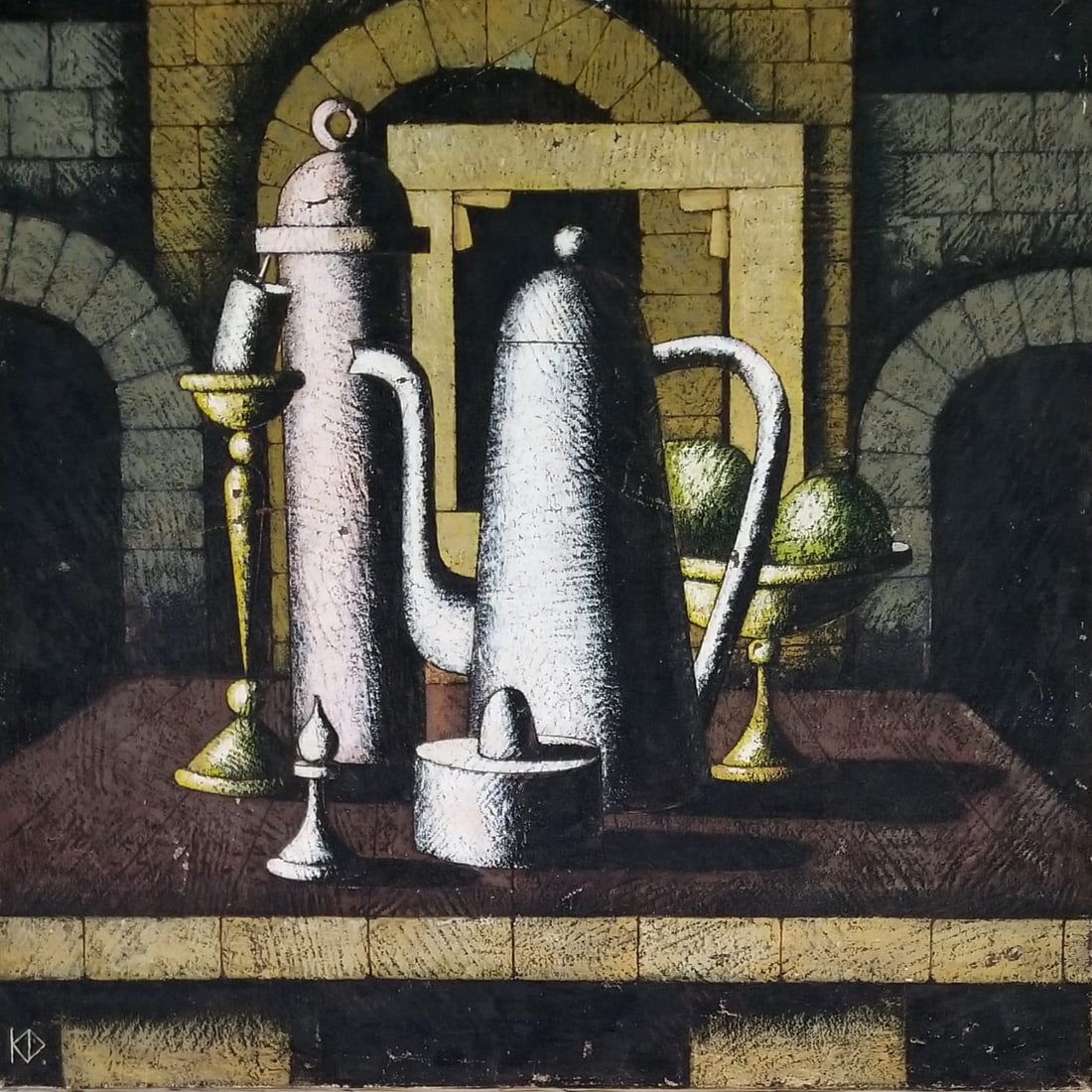 Amazing Russian Still Life 1992 Oil Canvas: Beautiful Russian still life 1992 oil canvas, signed on the back, art: 24 x 24 inches.