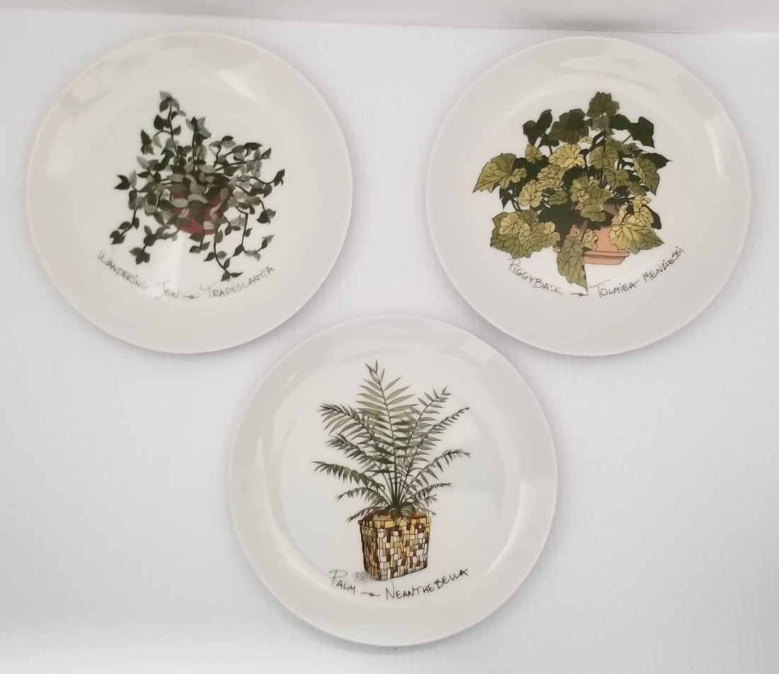 Amazing Enesco Plant Study Finechina 1975 Plates: Beautiful Enesco Plant Study Finechina 1975 porcelain 3 plates, 7 1/2 inches round.