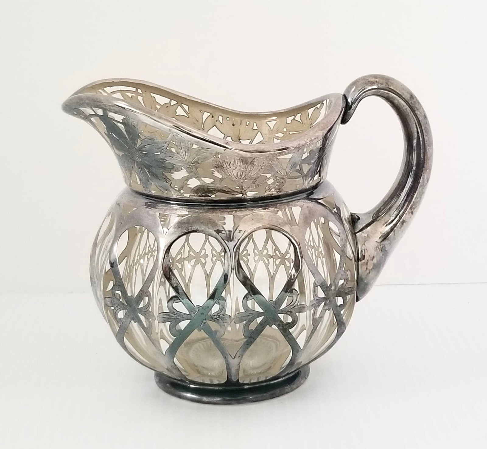 Amazing Art Nouveau Silver Mounted Glass Cream Pitcher (1 of 7)