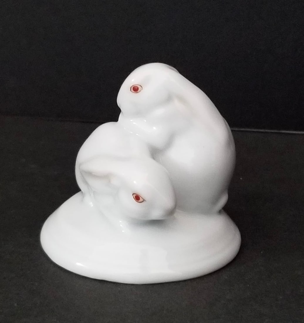 Amazing Herend Hand Painted Rabbits Porcelain Figurine (1 of 4)
