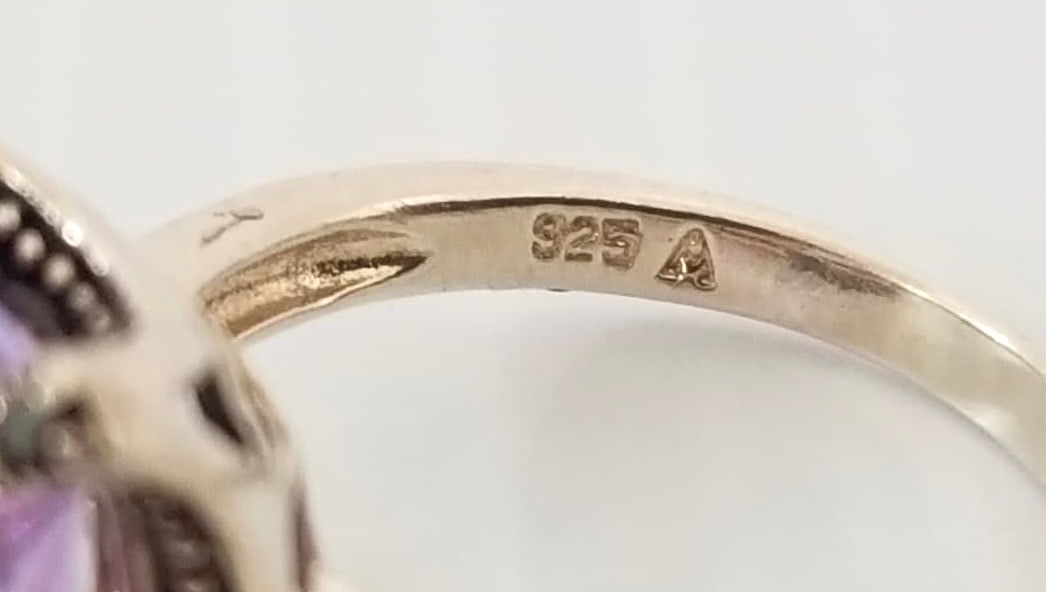 Amazing 925 Sterling Silver Amethyst Ring - 5