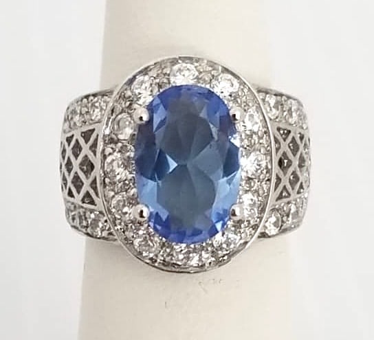 Amazing 925 Sterling Silver Blue Zirconia Cut Ring (1 of 5)