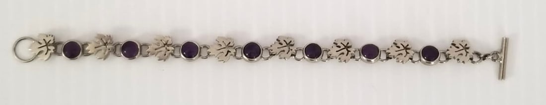 Amazing 925 Sterling Silver Amethyst Cabuchon Bracelet (1 of 5)