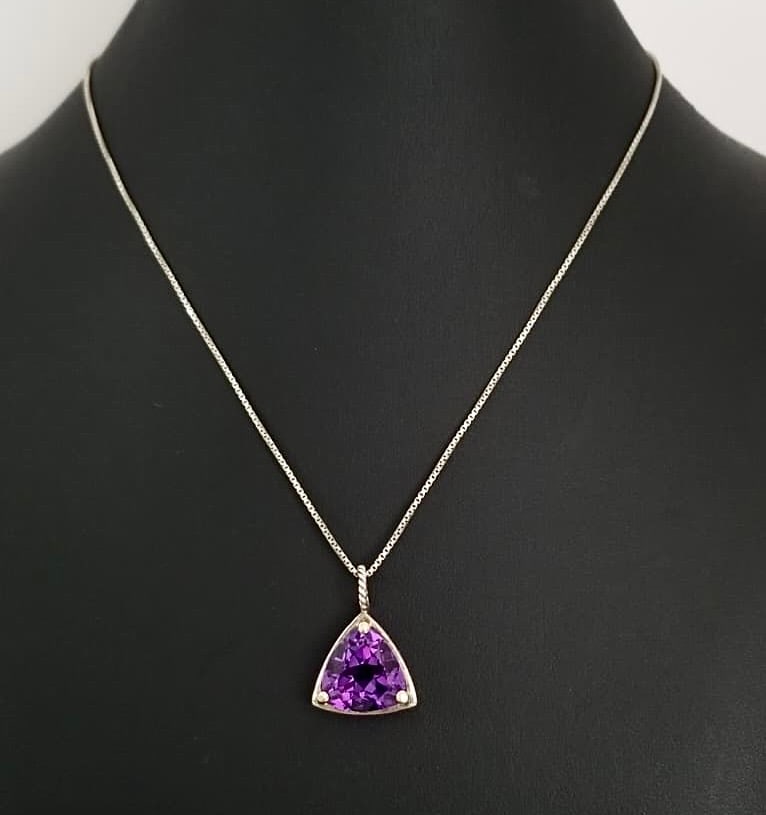 Amazing SD Italy 925 Sterling 18KT Purple Stone Cut Pendant Necklace (1 of 5)