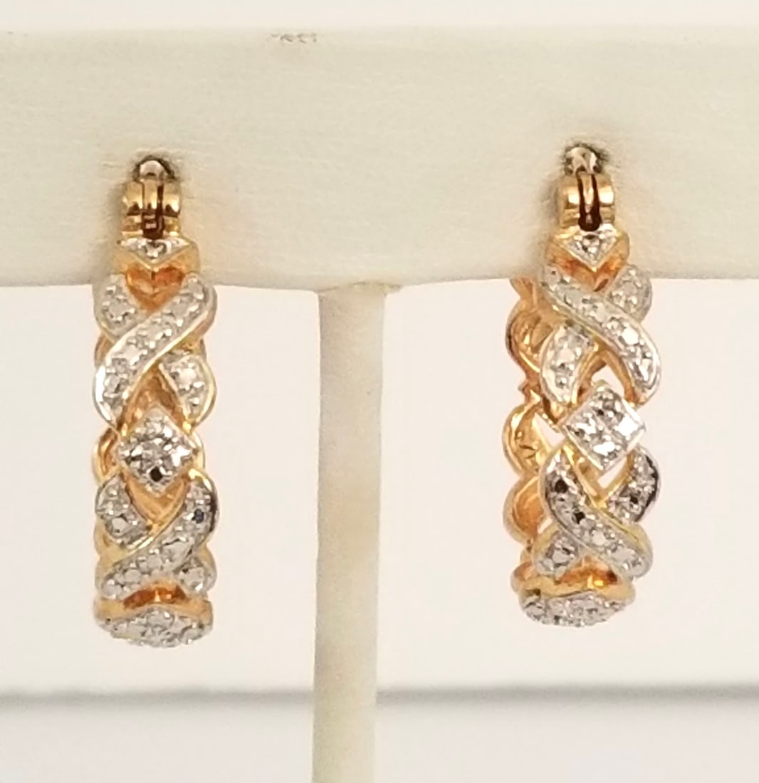 Amazing 925 Sterling Golden & Silver Hoop Earrings (1 of 7)