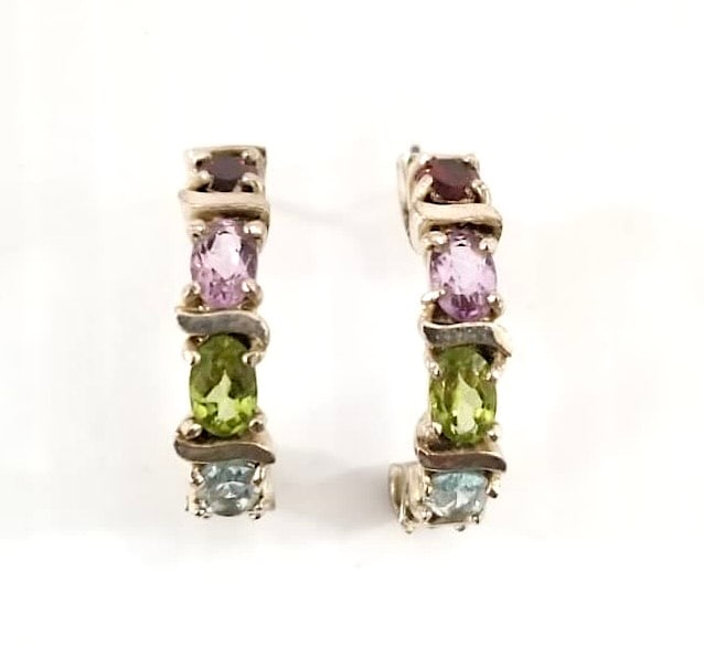 Amazing 925 Sterling Silver Multicolor Zirconia Earrings (1 of 5)