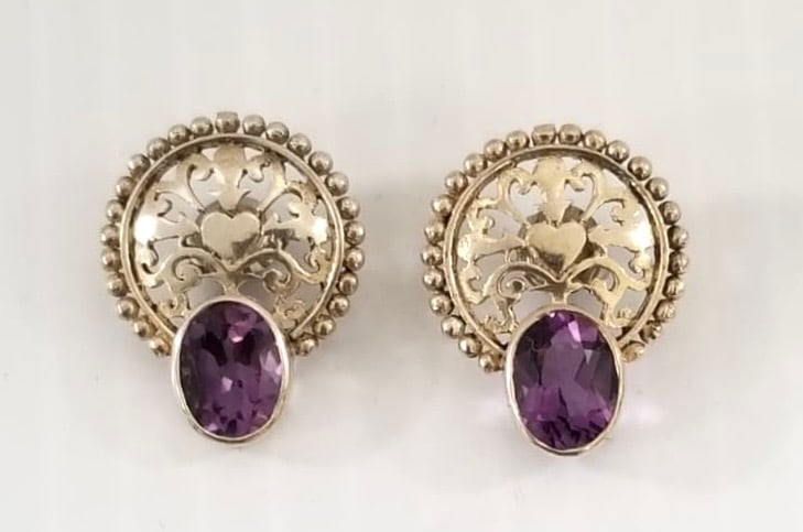 Amazing 925 Sterling Silver Amethyst Earrings (1 of 4)