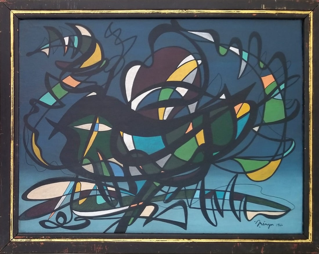 Amazing Abidin Elderoglu 1966 Oil Canvas: Attributed to Abidin Elderoglu, it does not have a COA. Medium: oil canvas. Frame: 30 x 23 7/8 inches. Provenance: private owner. Biography: 1901 - 1974. He was born in 1901 in Denizli and graduated f