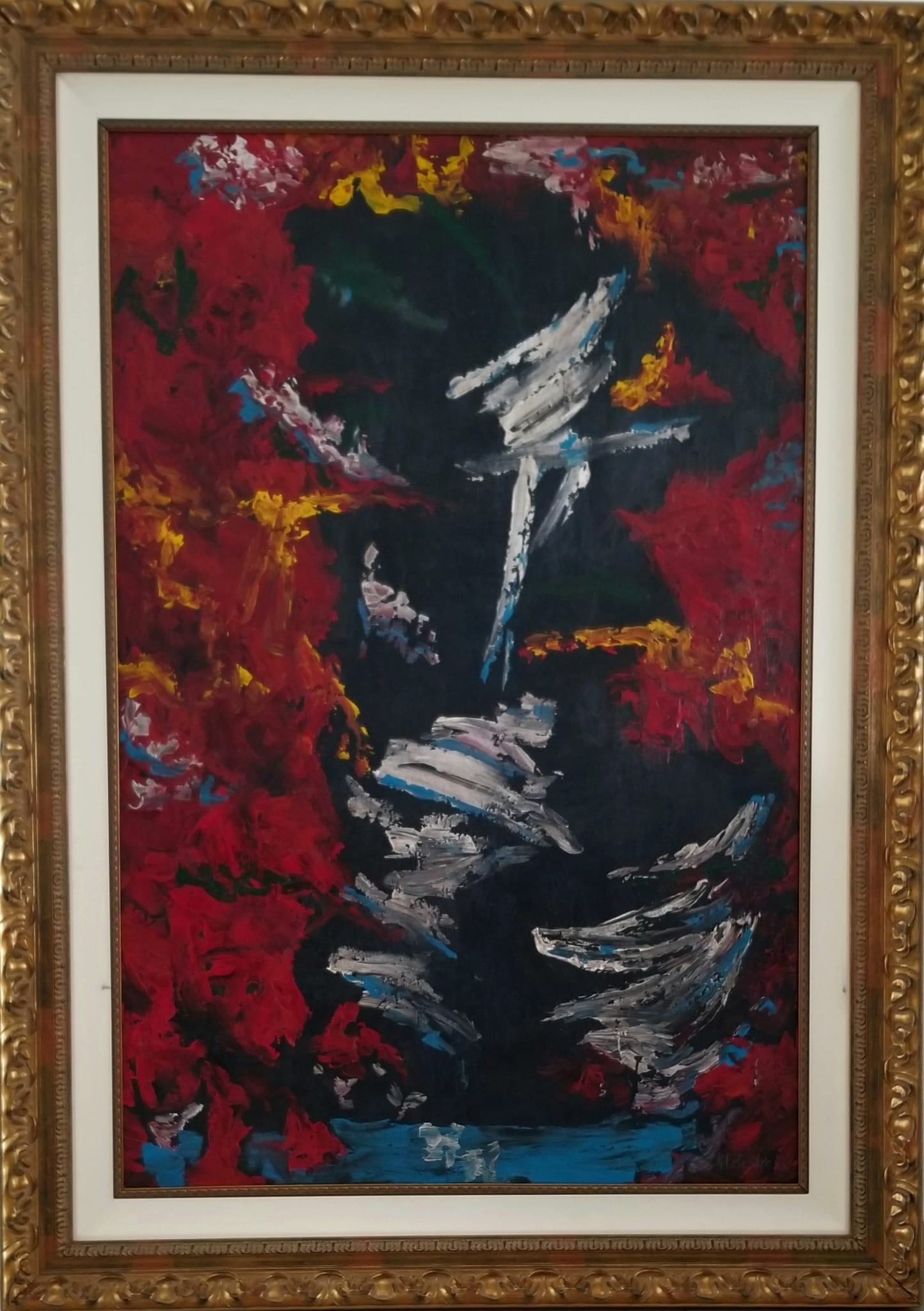Amazing Rita Letendre 1962 Acrylic Canvas: Attributed to Rita Letendre, it does not have a COA. Medium: acrylic canvas. Frame: 72 x 52 inches, art: 60 x 40 inches. Provenance: private owner from Texas. Biography: 1928 - 2021. Rita Letendre (b.