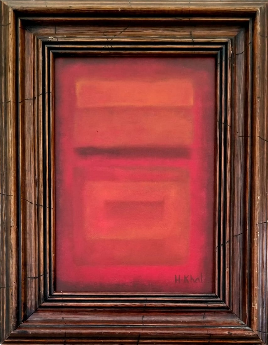 Amazing Helen Khal Oil Masonite: Beautiful Helen Khal oil masonite. Frame: 21 x 16 inches. Provenance: private owner. Biography: 1923 - 2009. An American of Lebanese descent, Helen Khal was born in Pennsylvania, USA, and began painti