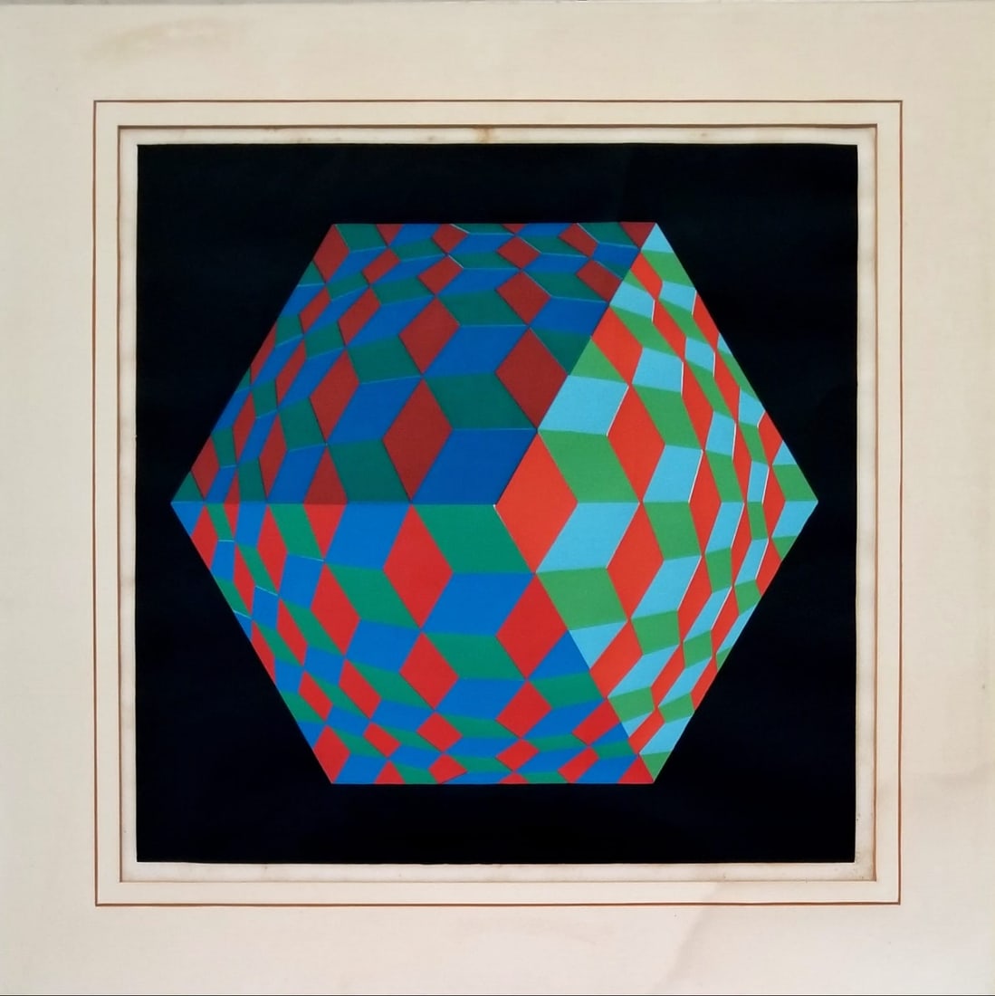 Amazing Victor Vasarely Color Lithograph: Beautiful Victor Vasarely color lithograph. Frame: 26 x 26 inches. Provenance: private owner. Biography: 1906 - 1997. Victor Vasarely's innovations in color and optical illusion have had a profound in