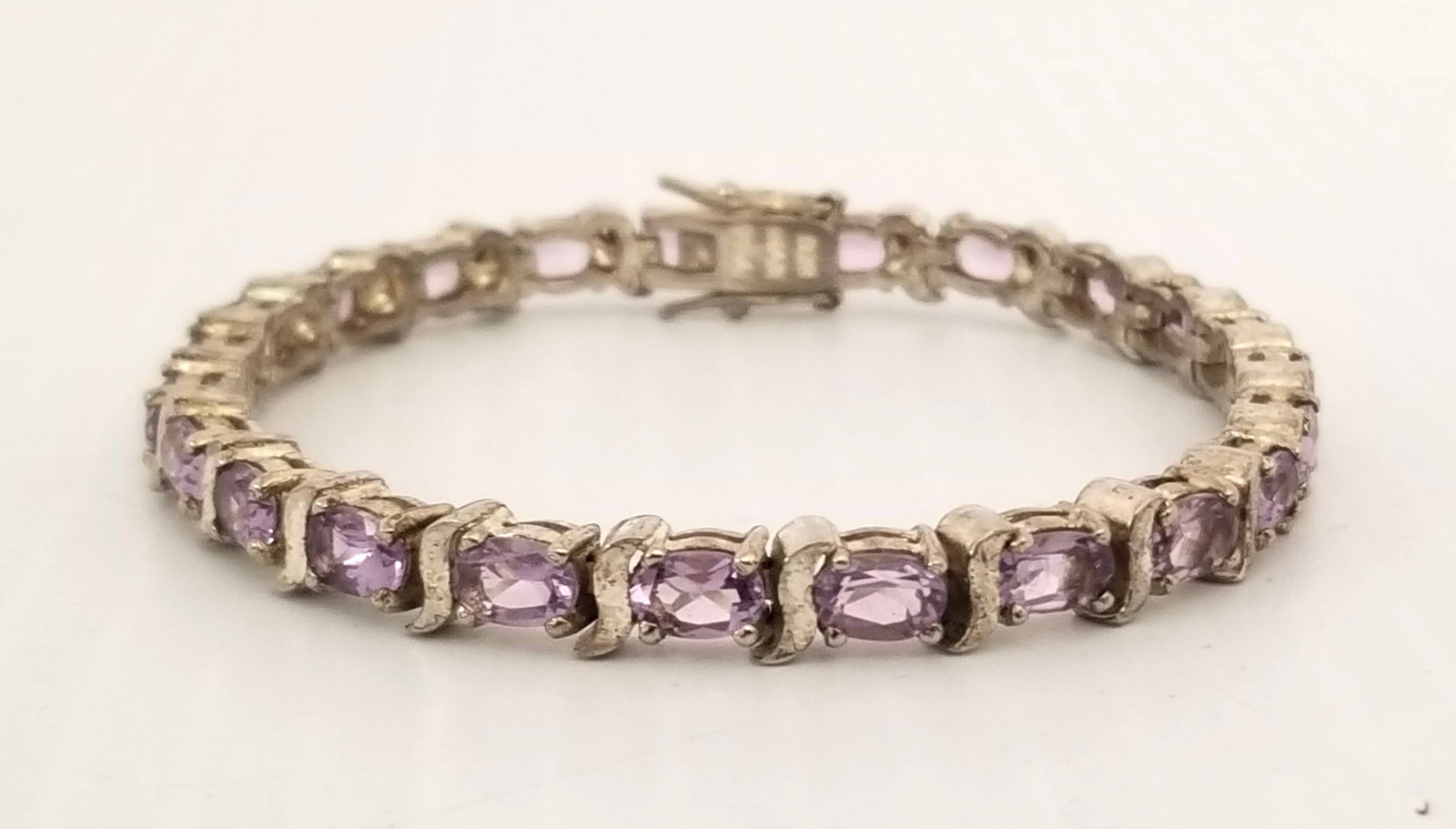 Amazing HAN Thailand 925 Sterling Silver Amethyst Bracelet (1 of 4)