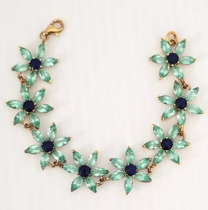 Amazing 925 Sterling Gold Plated Flowers ZC Bracelet (1 of 5)