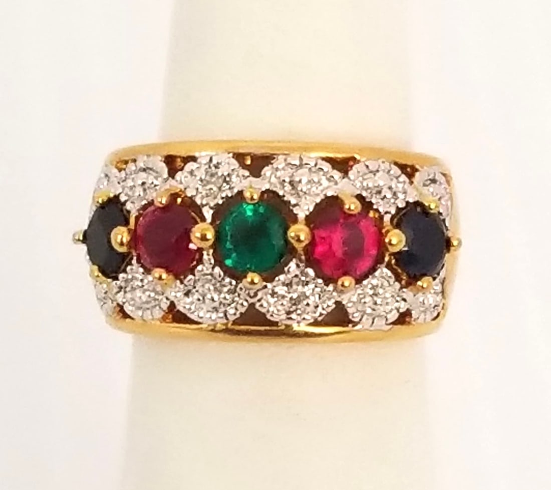 Amazing 925 Sterling Gold Multistone ZC Ring (1 of 5)