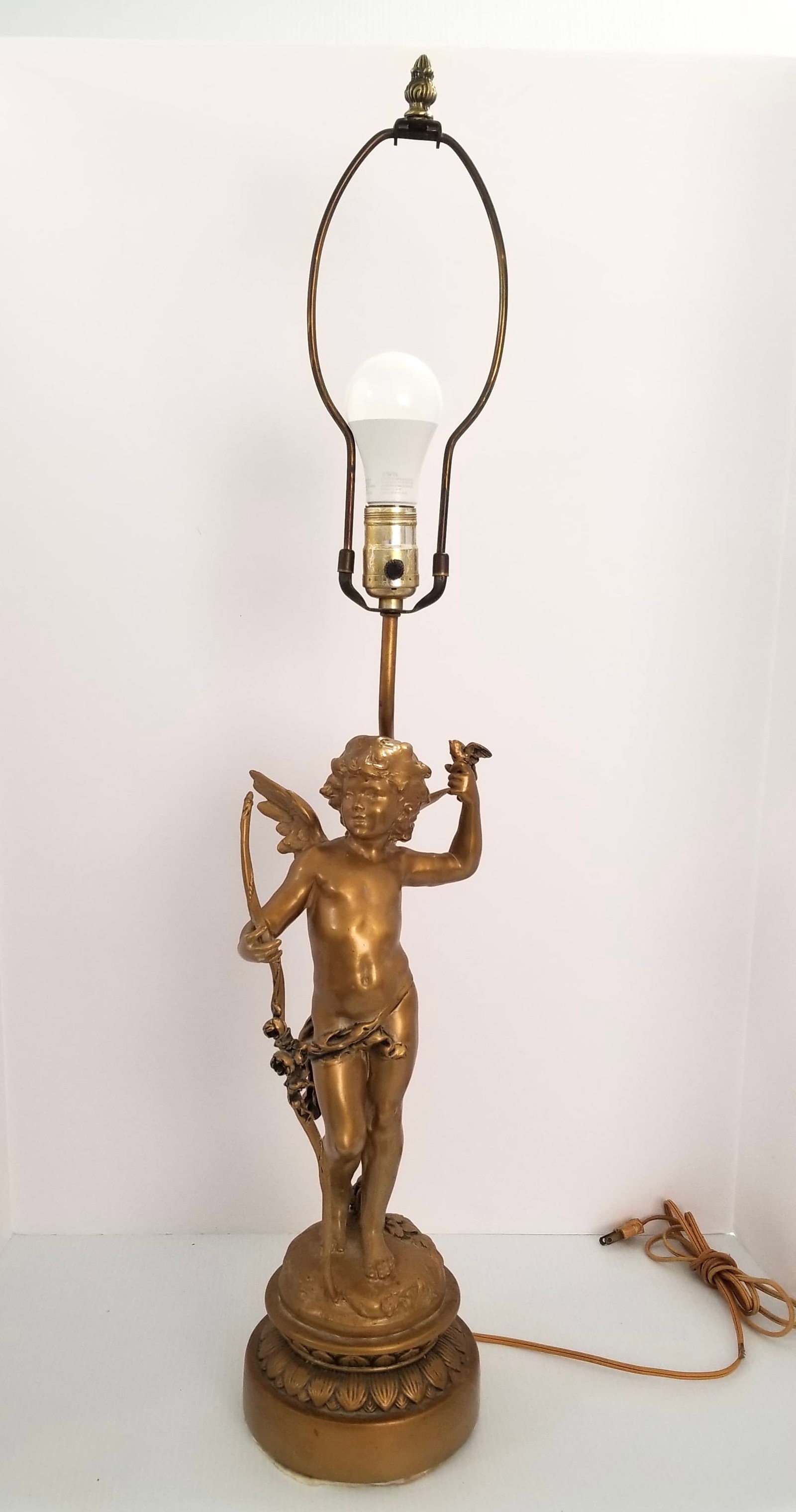 Amazing Moreau Cherub France White Metal Table Lamp (1 of 5)