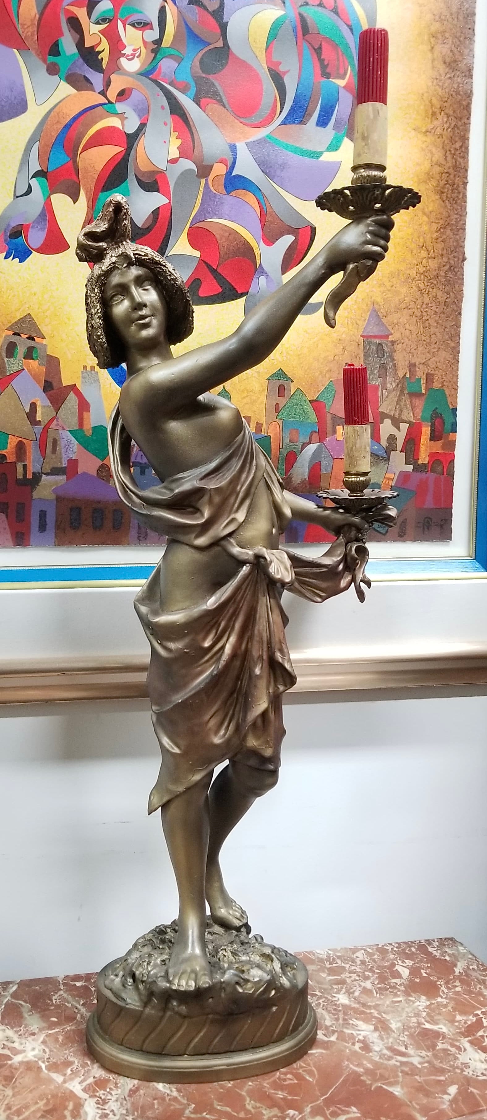 Amazing Antique Hand Carved Wood Large Candelabra (1 of 4)