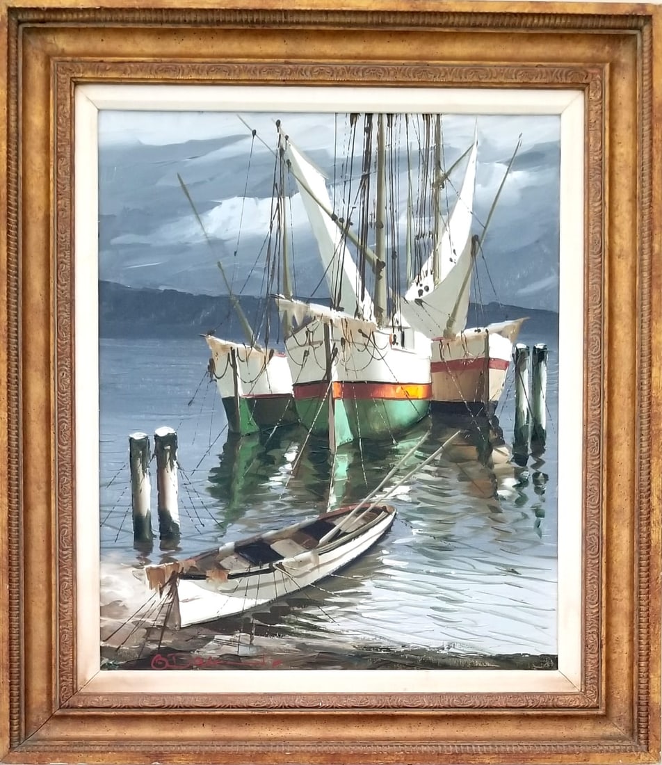 Amazing Nidia D'Alessandro Oil on Canvas: Beautiful Nidia D'Alessandro oil on canvas, harbor scene, excellent details. Provenance: private owner. Biography: Born 1943. All authorship of items in this catalog are described according to the