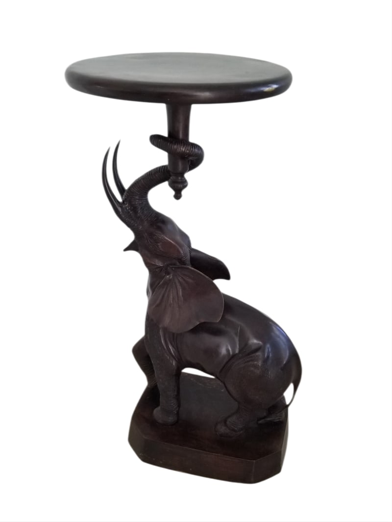 Amazing Rare Maintland Smith Bronze Elephant Stands: Beautiful rare Maitland Smith bronze elephant stands. 32 x 17 x 14 inches.