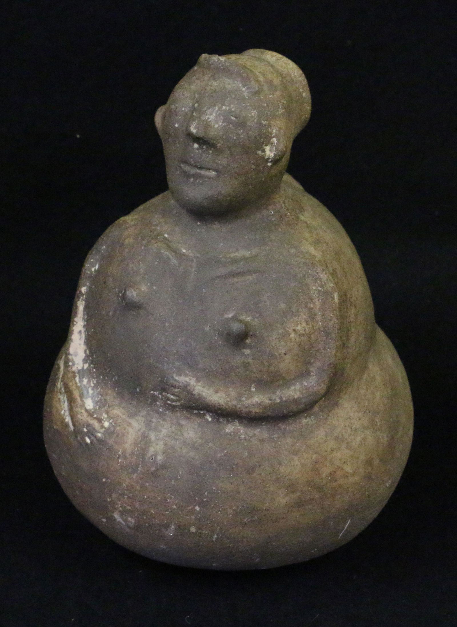 Mississippian - Pottery - Hunchback Effigy Figure -: Pottery - Human Effigy Figure - hunchback, Mississippian culture, 7" high.