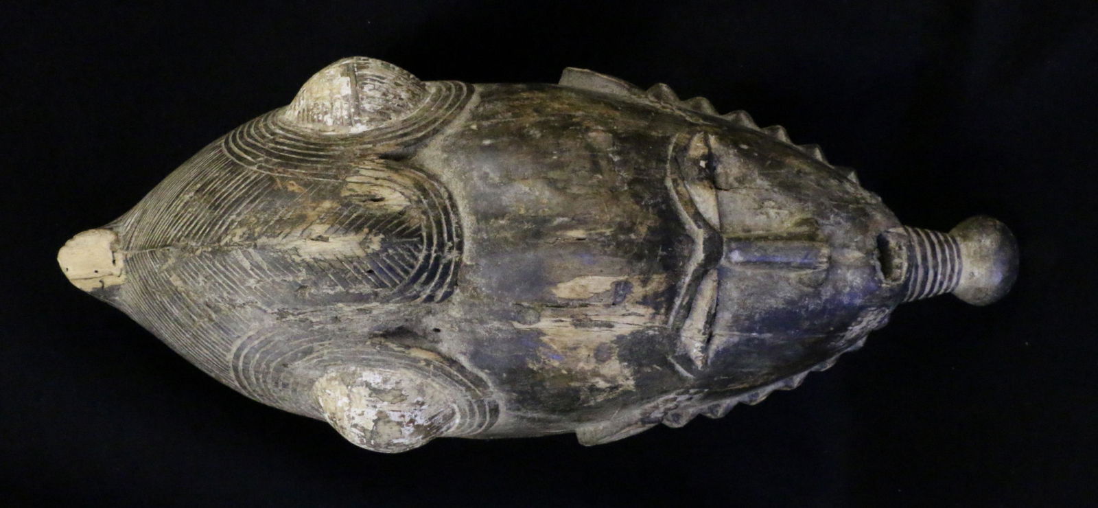 African Wooden Mask: African Wooden Mask - damaged, 18.5" long.