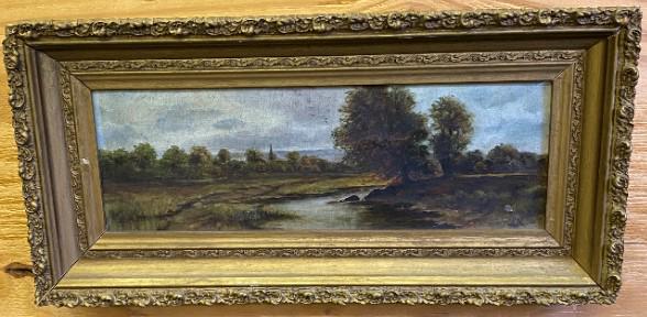 Antique Oil on Canvas Painting - Stream (1 of 5)