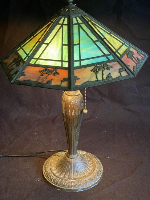 Antique Bradley & Hubbard Slag Glass Lamp (1 of 10)