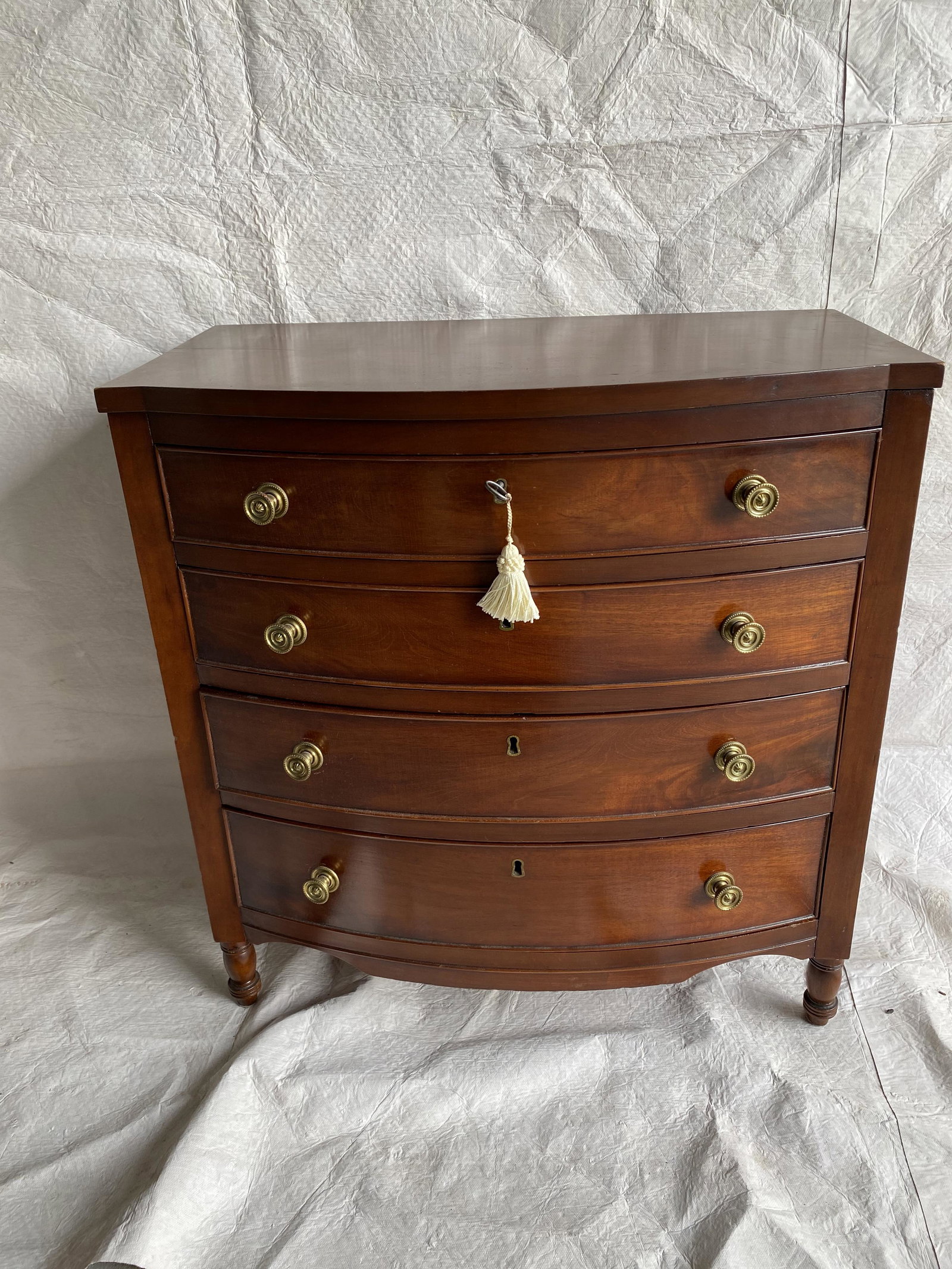 Period Miniature 4 Draw Chest: Period Miniature 4 Draw Chest of draws with period brasses, draws have beaded draw edges. Size: 23 3/8"w x 24.25" h x 13 3/8" d.