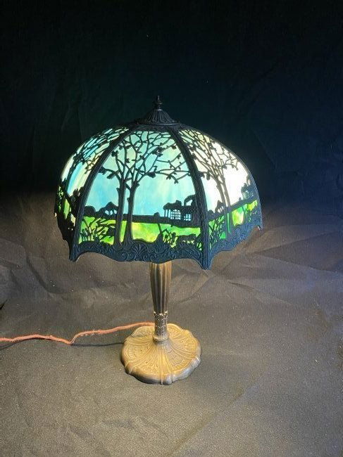 Antique Miller Slag Glass Table Lamp (1 of 8)